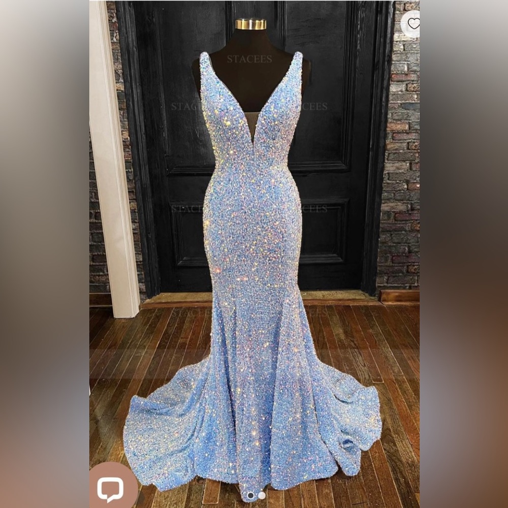 Blue Sequins Mermaid Prom Dress never worn, size US2